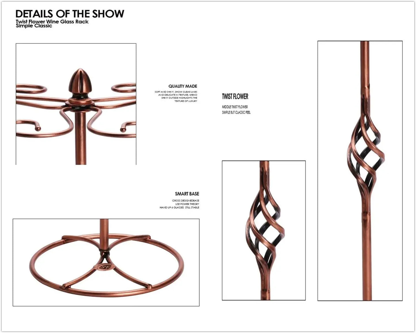 Ljustra Fantasee Wine Glass Holder Tabletop Stemware Rack 6 Glasses