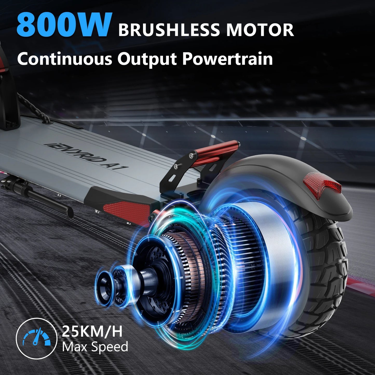 Electric Scooter 800W Motor 25MPH Folding E Scooter with Dual Braking