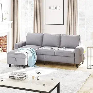 Ljustra Convertible Sectional Sofa Couch with Storage Ottoman