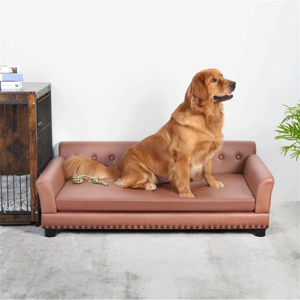 Large Elevated Dog Sofa Waterproof Pet Bed with Removable Cushion