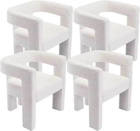 Modern Dining Chair Set of 4 Upholstered Barrel Accent Armchairs