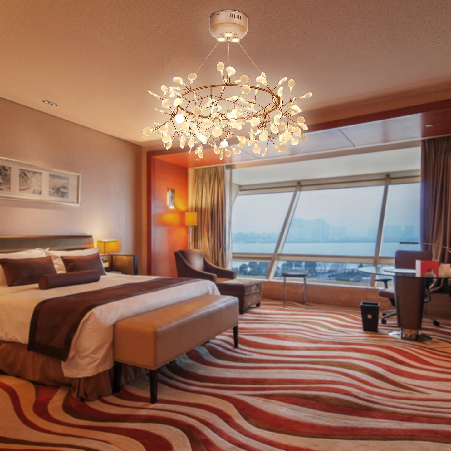 Modern Ceiling Chandelier 40W LED Light Rose Gold for Dining Living Room