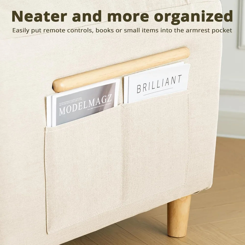 Ljustra Comfy Oversized Loveseat Sofa with Pillow Top Arms Storage Pockets