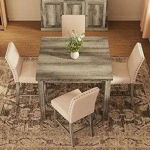 42 Inch Rustic Counter Height Dining Table for 4-6 People