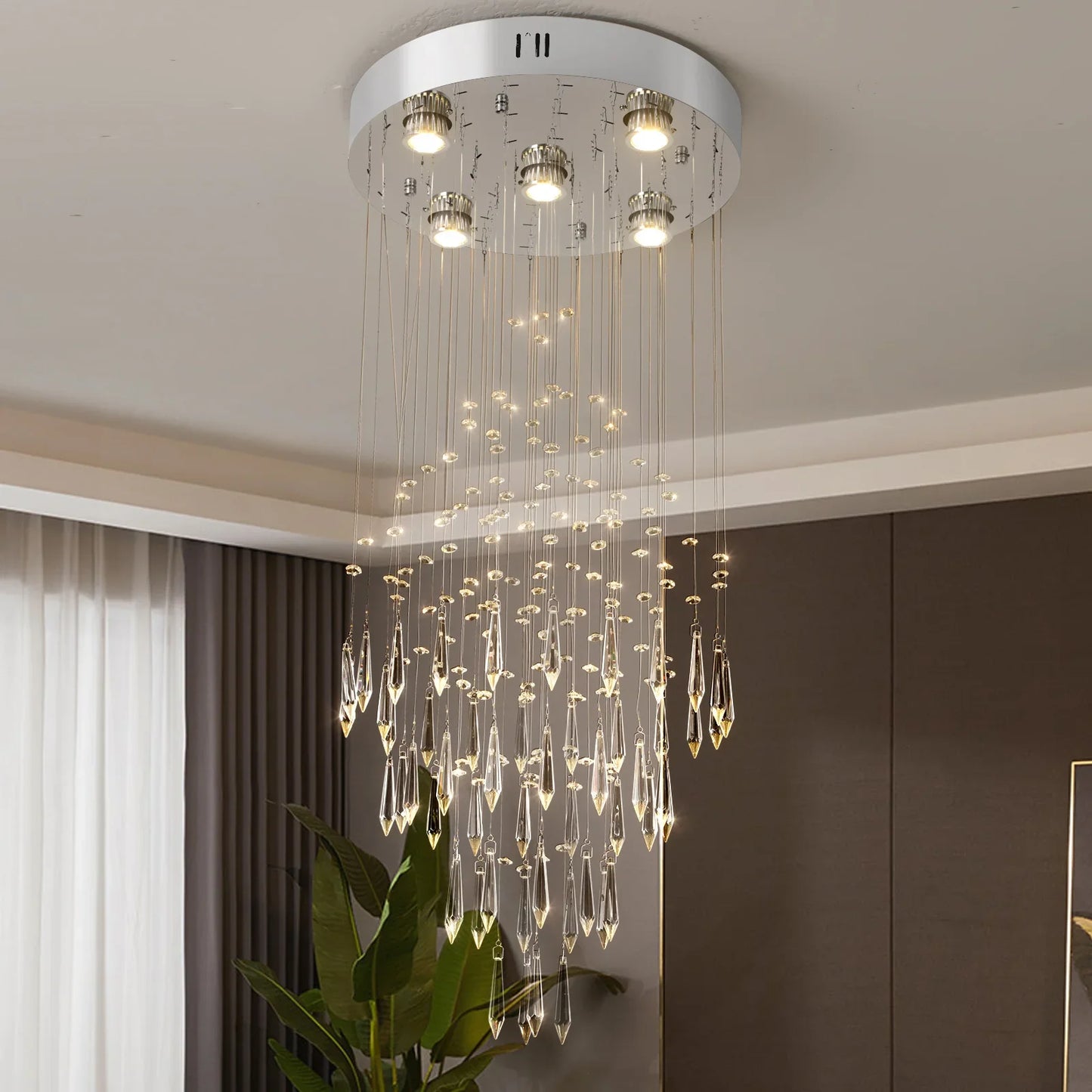 Raindrop LED Crystal Pendant Light Modern Chandelier Ceiling Lamp