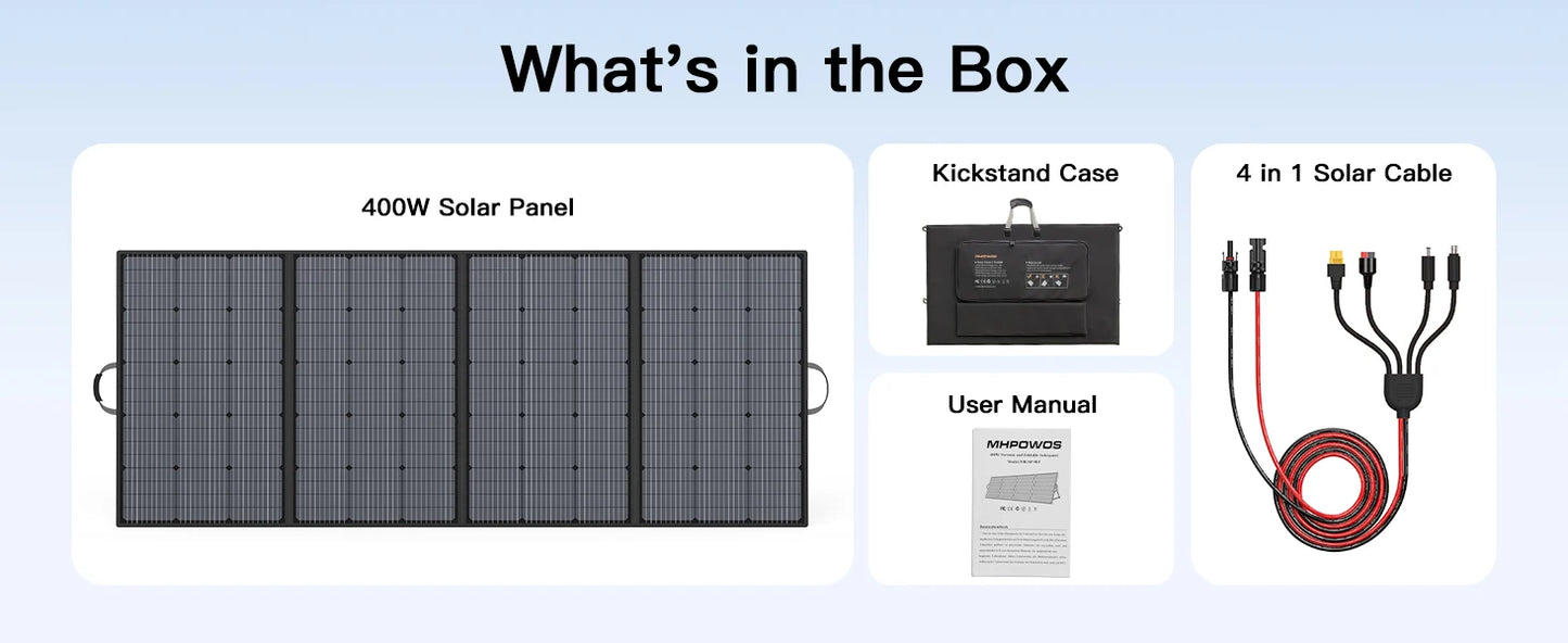 Ljustra 400W Portable Solar Panel Foldable Outdoor Activities IP67 Waterproof