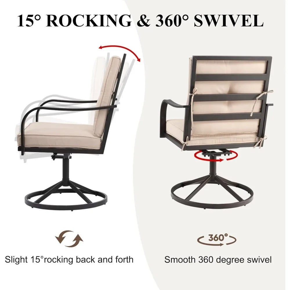 Heavy Duty Patio Swivel Chair Set of 2 Outdoor Dining Chairs