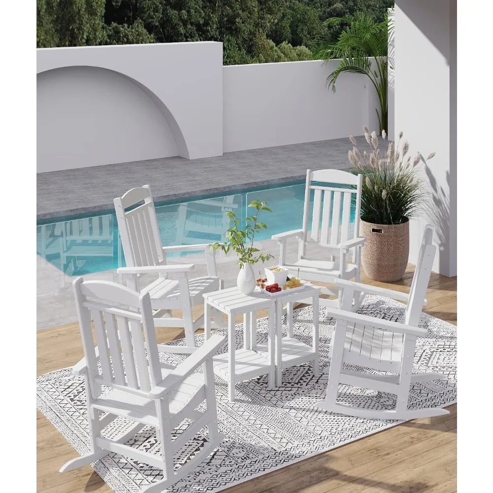 Patio Rocking Chairs Set of 2 HDPE All Weather Outdoor Rockers