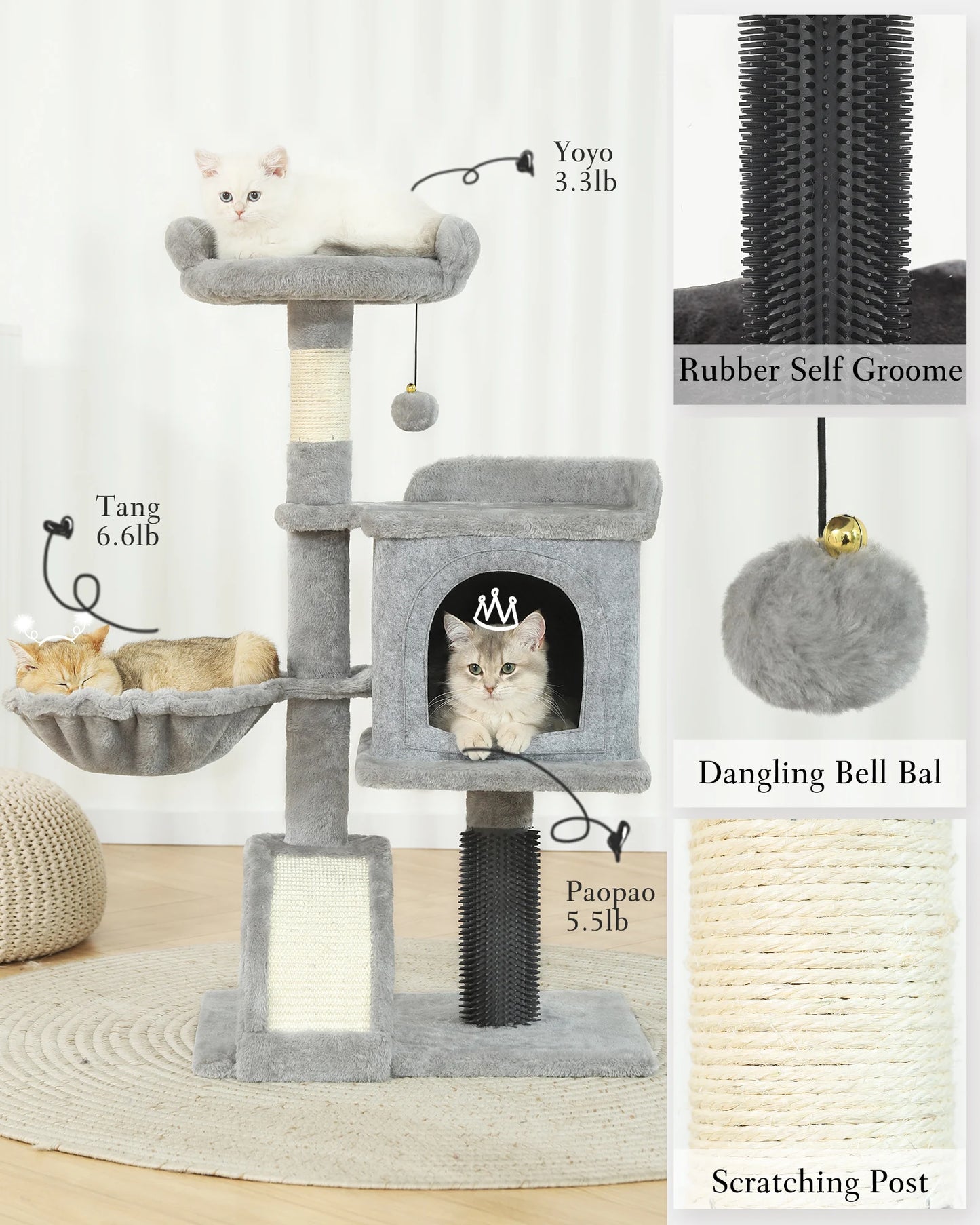 Ljustra Cat Climbing Frame Multi-Level Cat Tower with Scratching Post