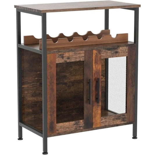 Wine Bar Rack Cabinet Small Sideboard Buffet with Detachable Rack