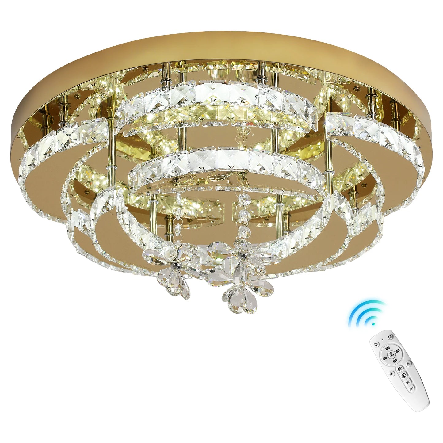 Modern Crystal Drop Chandelier LED Ceiling Light Home Decor