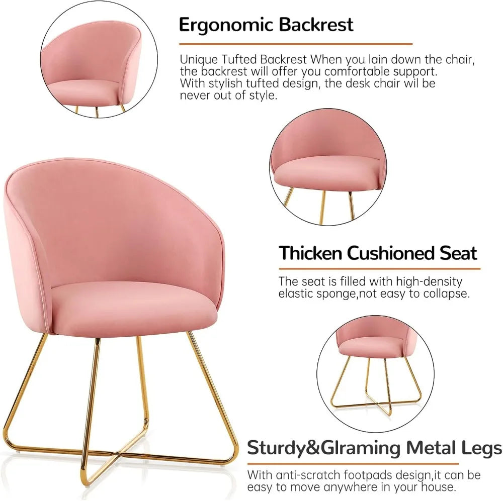 Velvet Vanity Chair Modern Accent Stool Upholstered Makeup Chair