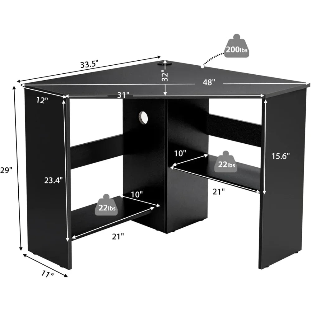 Corner Desk Triangle Computer Desk Space Saving Bedroom Makeup Vanity