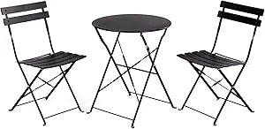 Ljustra 3-Piece Bistro Set Folding Outdoor Furniture Portable Steel Frame