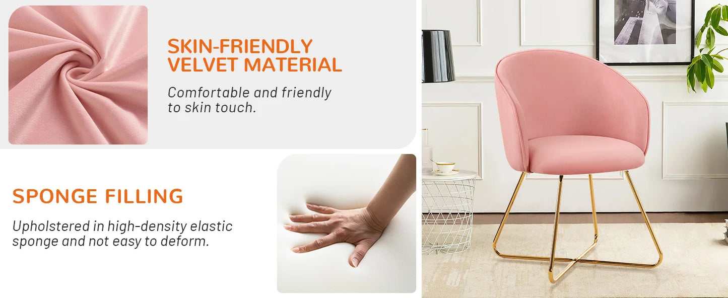 Velvet Vanity Chair Modern Accent Stool Upholstered Makeup Chair