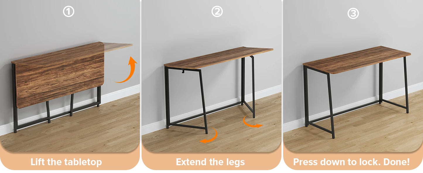 Folding Desk 47.2 Inch Space Saving Computer Table Office Workstation
