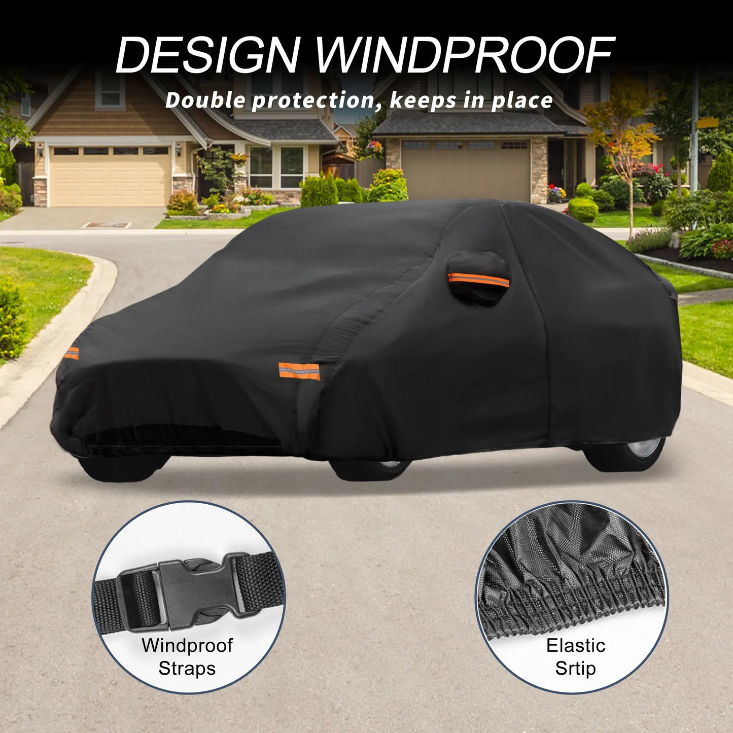 Uxcell Car Cover for Kia K5 with Left Side Door Zipper 210D-PU