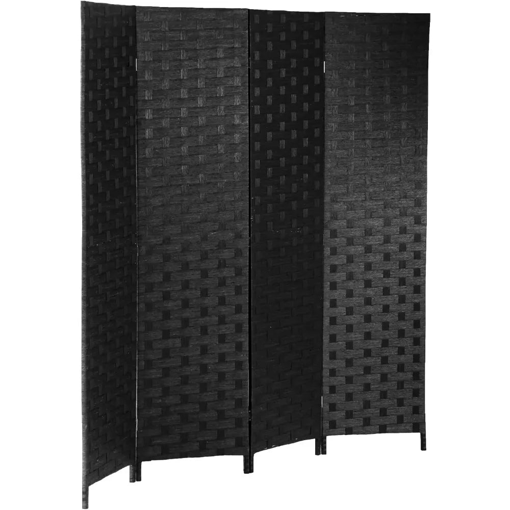 Room Divider Folding Privacy Screen 4 Panel Wooden Portable Rustic Design