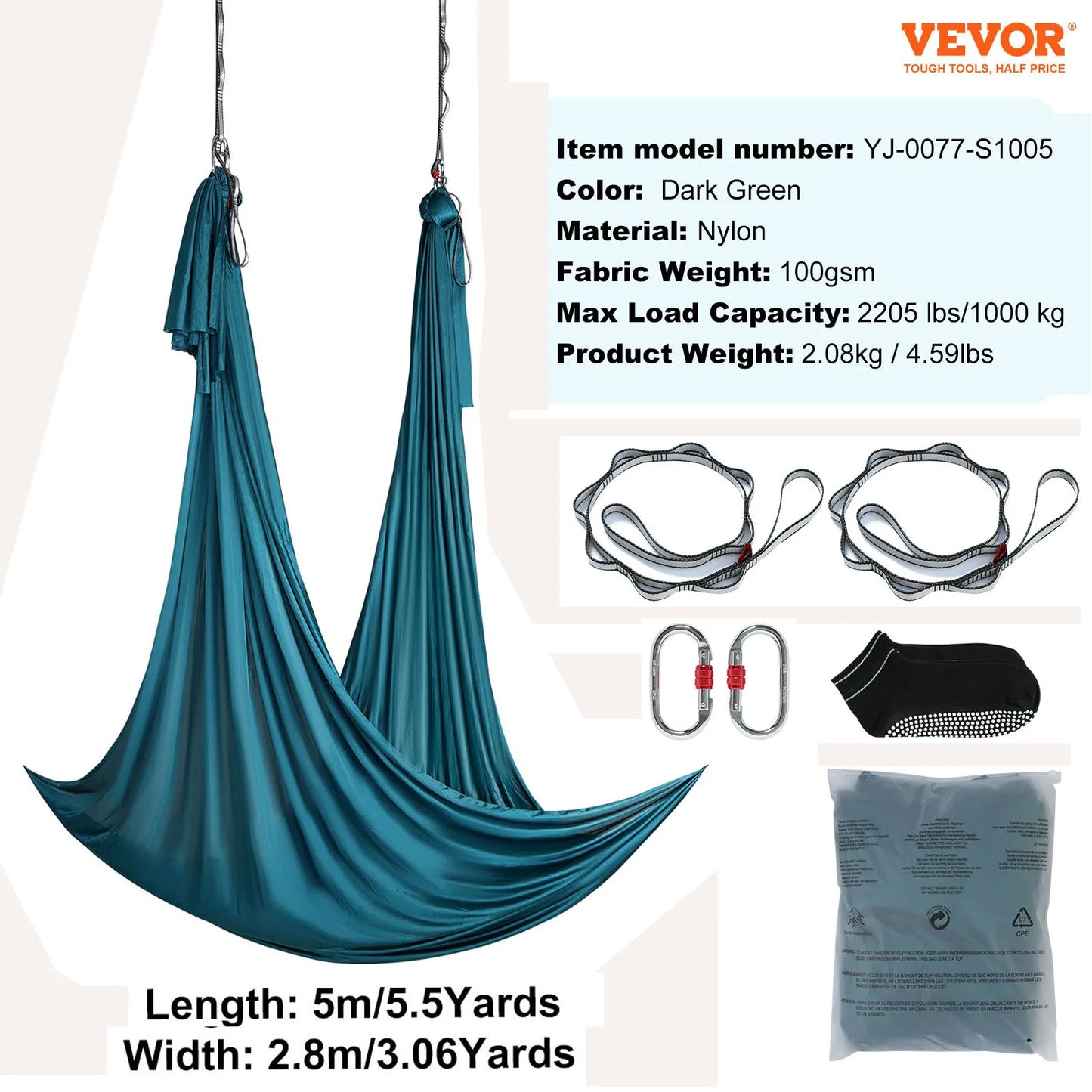 Ljustra Aerial Yoga Hammock Swing 5.5 Yards Full Rigging Hardware Fitness