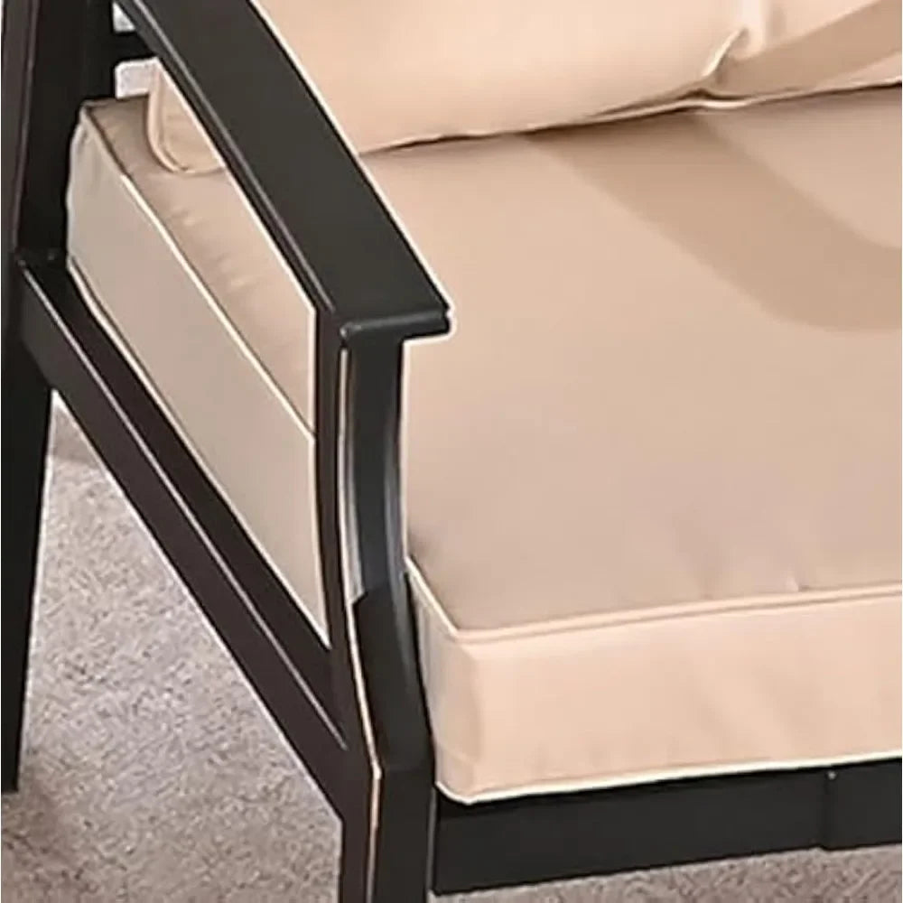 2 Piece Patio Conversation Set Outdoor Metal Loveseat Chairs Furniture