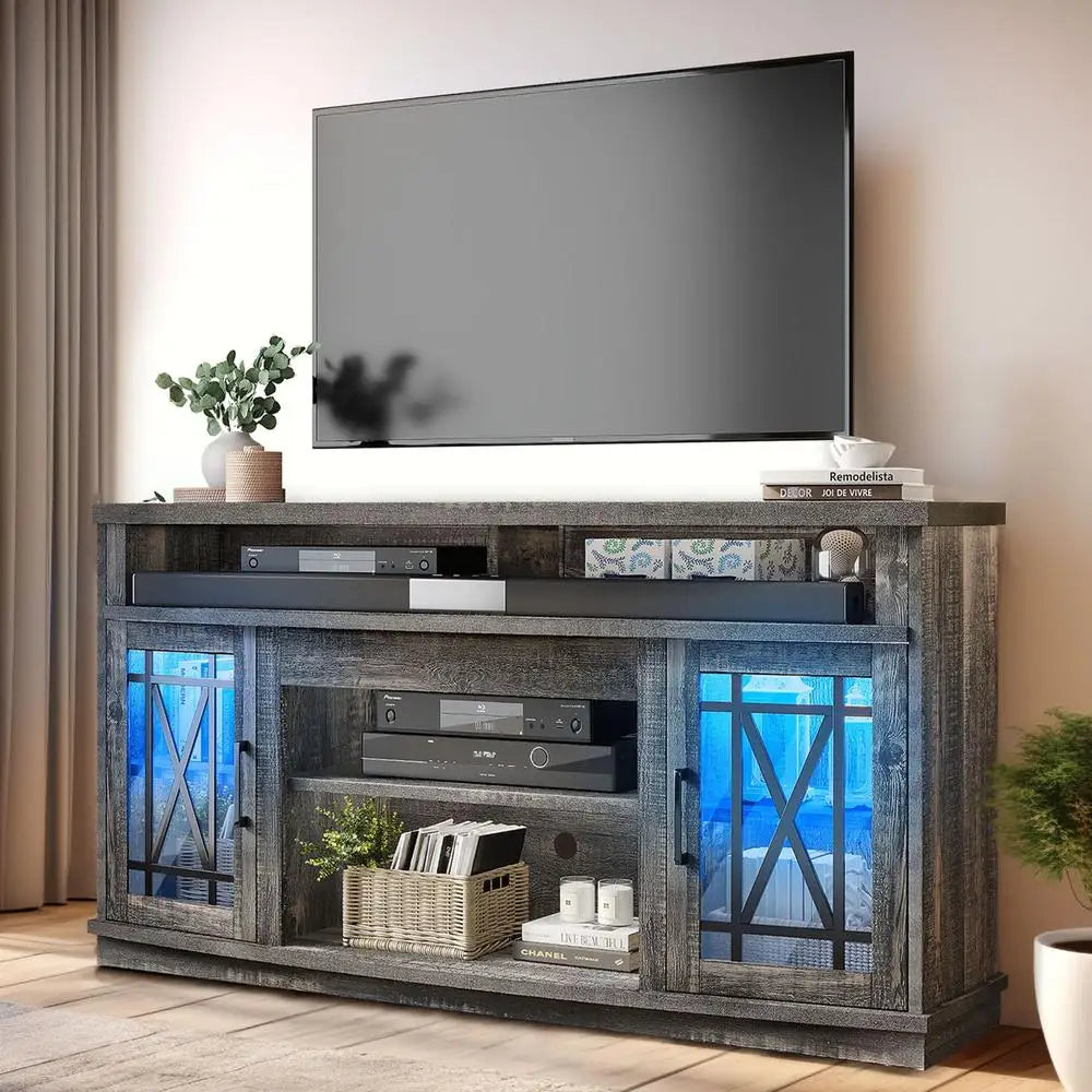 LED TV Stand Entertainment Center Media Console RGB Light Remote Control