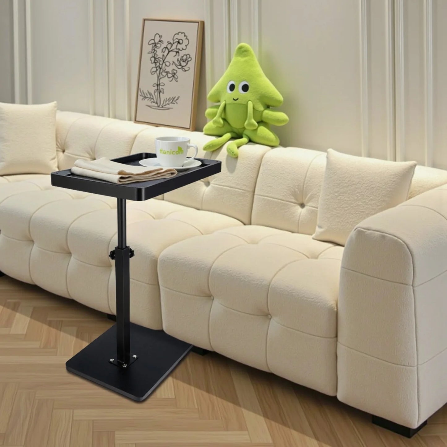 Ljustra C-Shaped Sofa Side Table Mobile Storage Small Corner Table