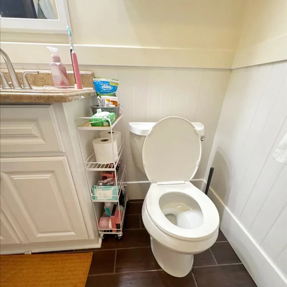 Compact 4 Tier Rolling Cart Metal Utility Storage Cart with Wheels