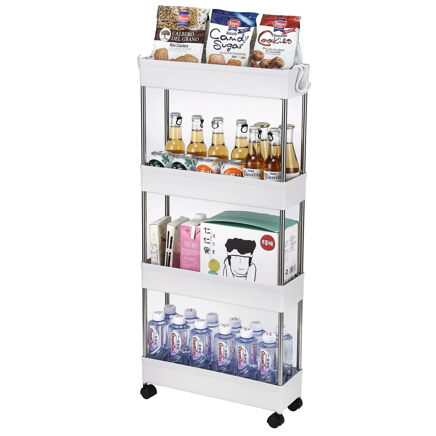 Ljustra 4-Layer Ultra-Thin Mobile Storage Cart for Kitchen Bathroom Laundry