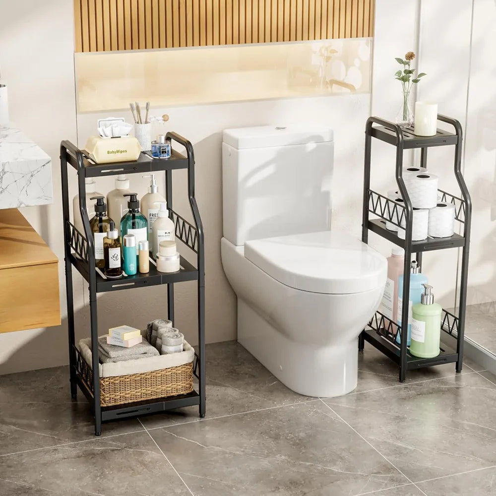 Bathroom Shelf Organizer 3 Tier Expandable Slim Storage Unit Rack