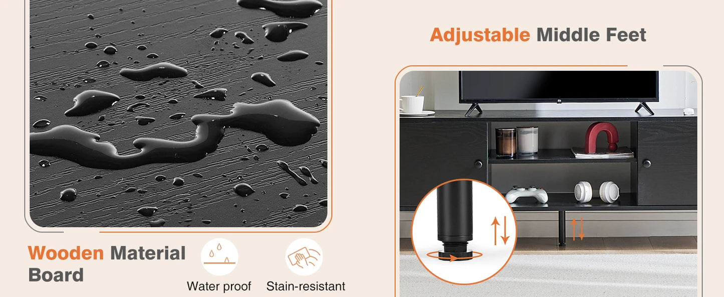 Ljustra Wooden Fireplace TV Stand for Up to 60 Inch Adjustable Shelf Storage