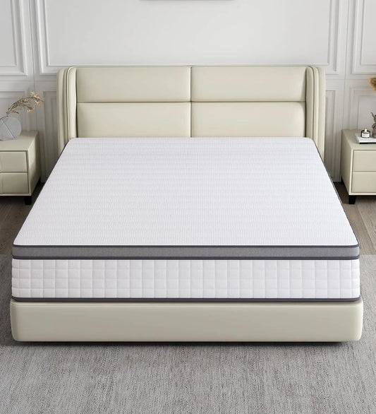 Ljustra 12 Inch Queen Mattress Medium Firm Memory Foam Pocket Springs