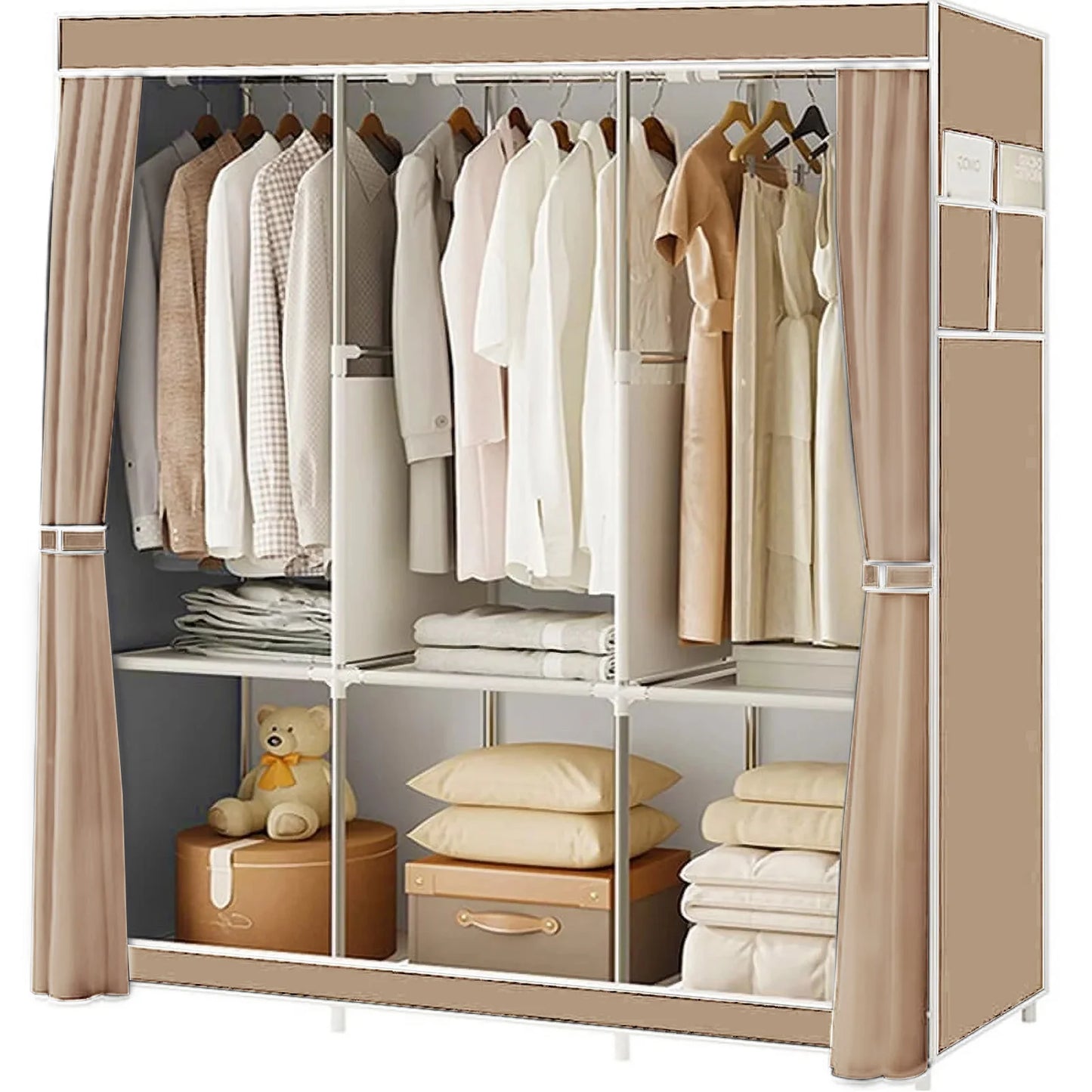 Portable Closet Organizer Rack Clothes Storage Shelf Easy Assembly