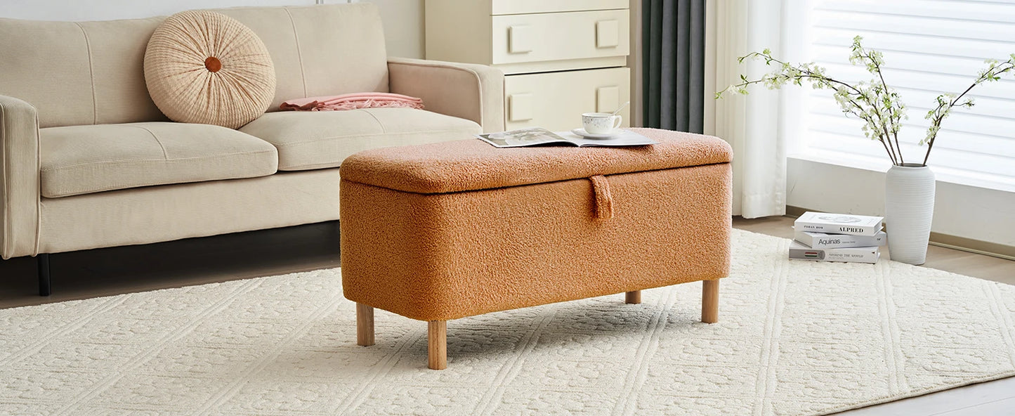 Boucle Storage Ottoman Bench for Bedroom Entryway Home Decor