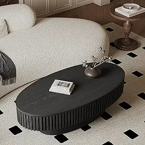 Modern Lift Top Coffee Table with Hidden Storage Oval Design 47.2"