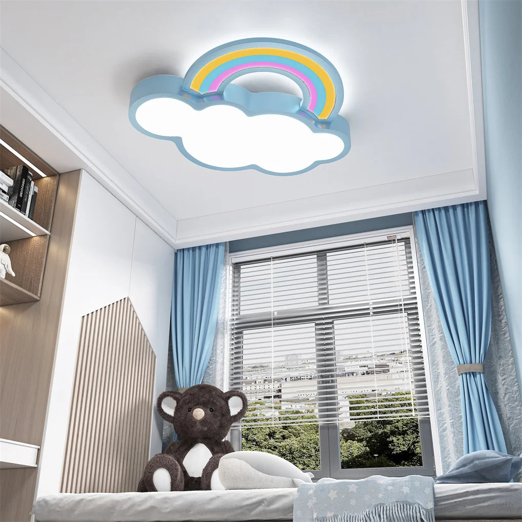 Kids Bedroom Ceiling Light Cloud Rainbow Ceiling Lamp Dimmable Fixture