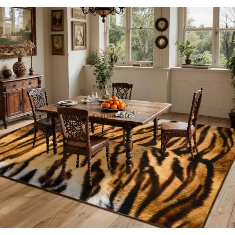 Abstract Tiger Print Non-Slip Rug for Bedroom Dining Room Decor
