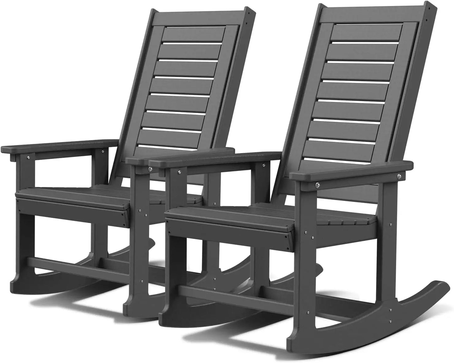 Outdoor Rocking Chairs Set of 2 HDPE Plastic Oversized Rockers