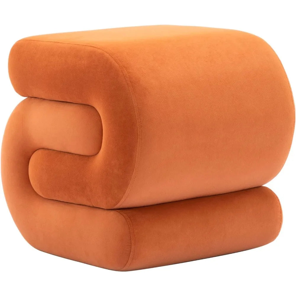 Velvet Vanity Stool Modern S-Shaped Pouf Ottoman Footrest Chair