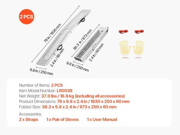 Ljustra 1000lbs Steel Ramps 2Pcs Loading Ramp for ATV UTV Motorcycle