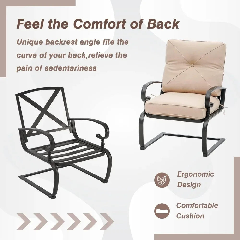 Ljustra Outdoor Bistro Set 3-Piece Cushioned Chairs Table Wrought Iron