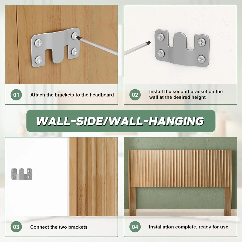 Ljustra Queen Size Wooden Headboard Modern Farmhouse Wall Mounted Design