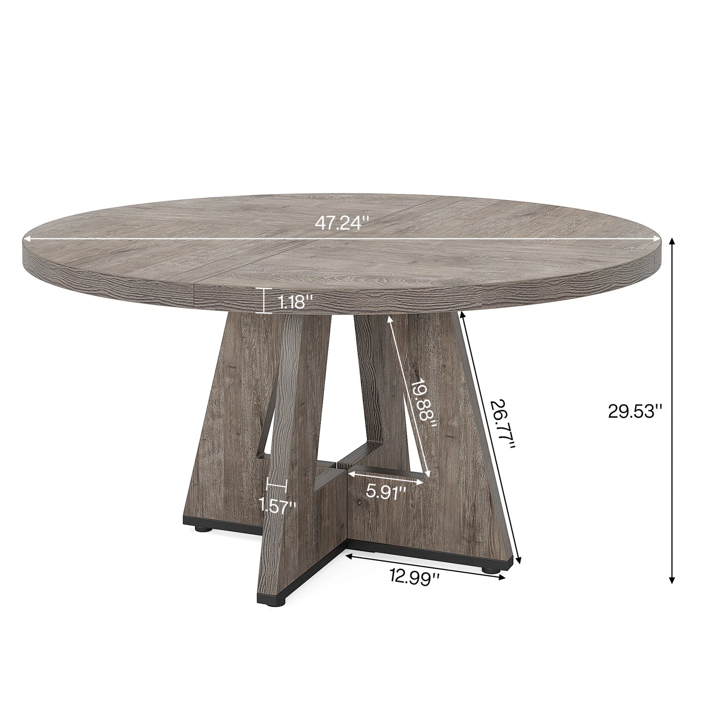 Ljustra Round Dining Table for 4 Farmhouse Style Kitchen Table 47 Inch
