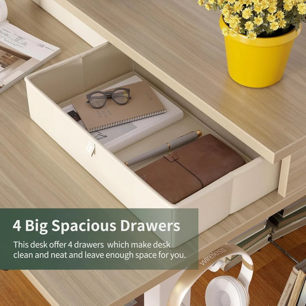 L Shaped Electric Adjustable Height Desk with 4 Drawers for Home Office