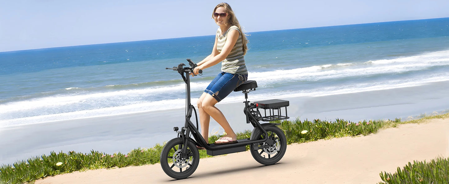 Ljustra 500W 14inch Electric Bicycle 10.4AH Battery 28Miles 22MPH Max Speed