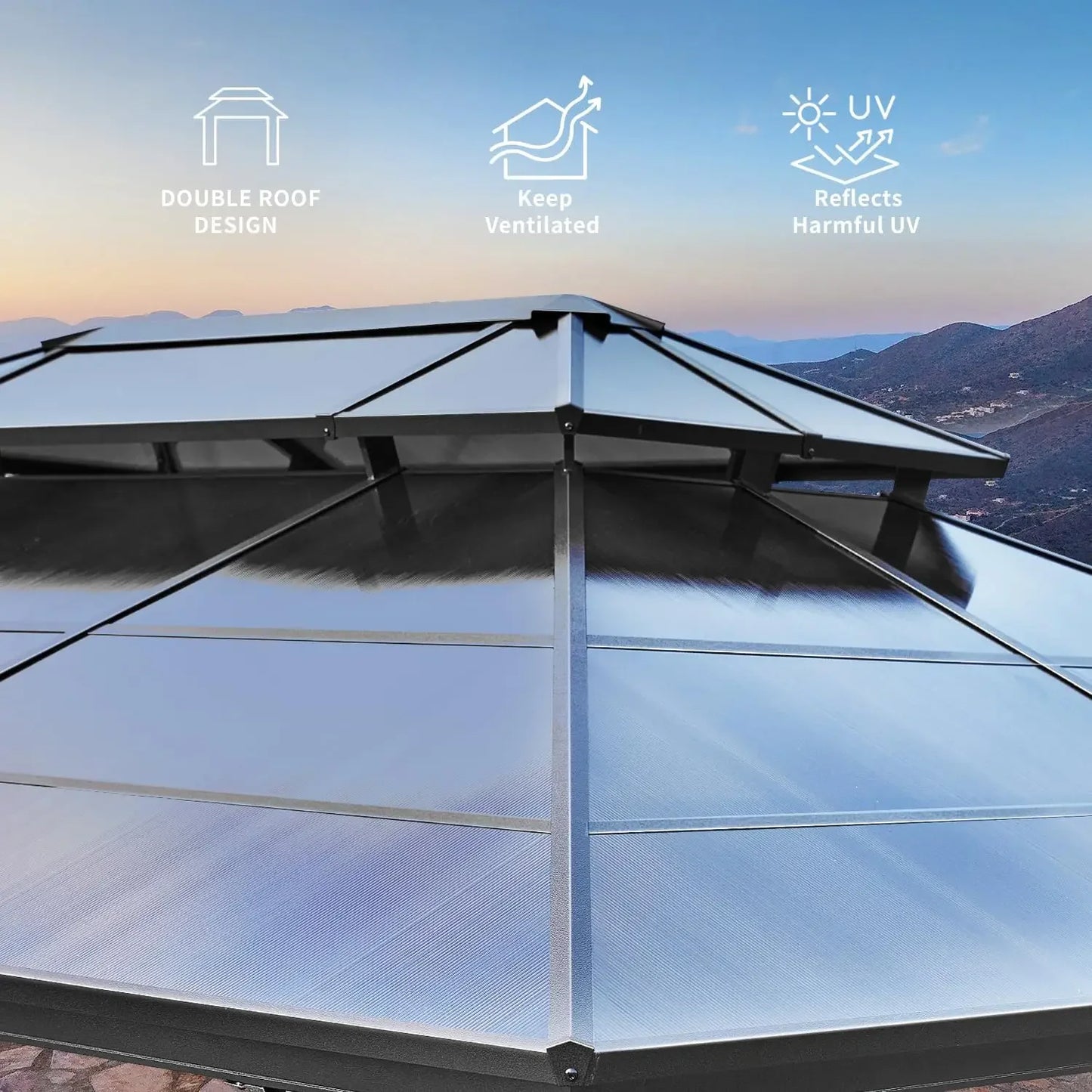 10x13 Hardtop Gazebo Outdoor Polycarbonate Canopy Aluminum Frame Pavilion