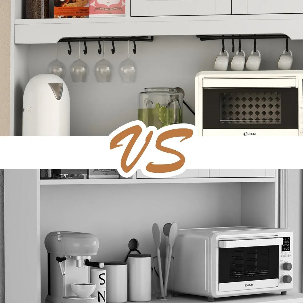 Kitchen Pantry Storage Cabinet Freestanding Buffet with Wine Glass Holder