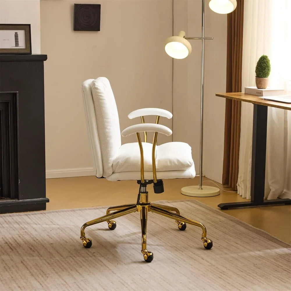 Comfortable Home Office Desk Chair with Wheels and Removable Armrests