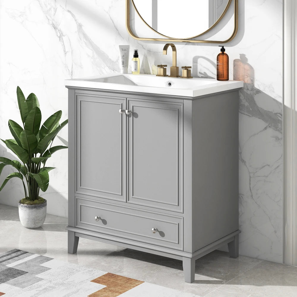 30 Bathroom Vanity Sink Combo Solid Wood MDF Cabinet Storage Modern