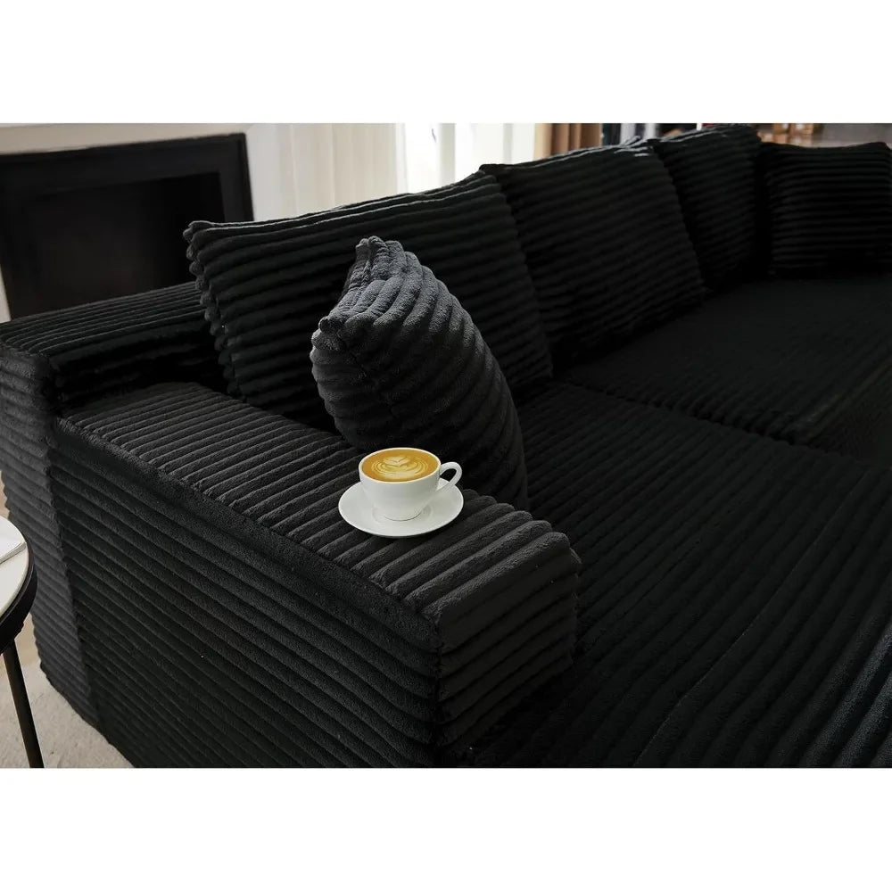 Ljustra 103” Corduroy L-Shaped Sectional Sofa with Left Facing Chaise