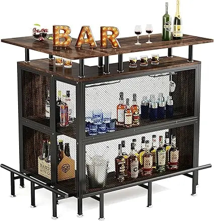 Home Bar Unit Mini Liquor Table Cabinet Compact Stylish Storage